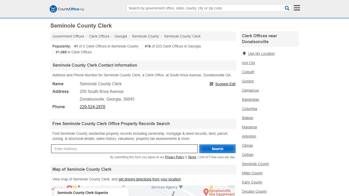 Seminole County Clerk - Donalsonville, GA (Address and Phone)